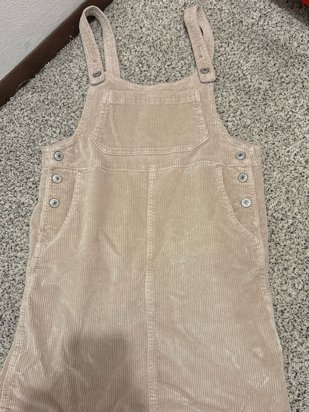 American Eagle Outfitters Beige Corduroy Mini Pinafore Dress